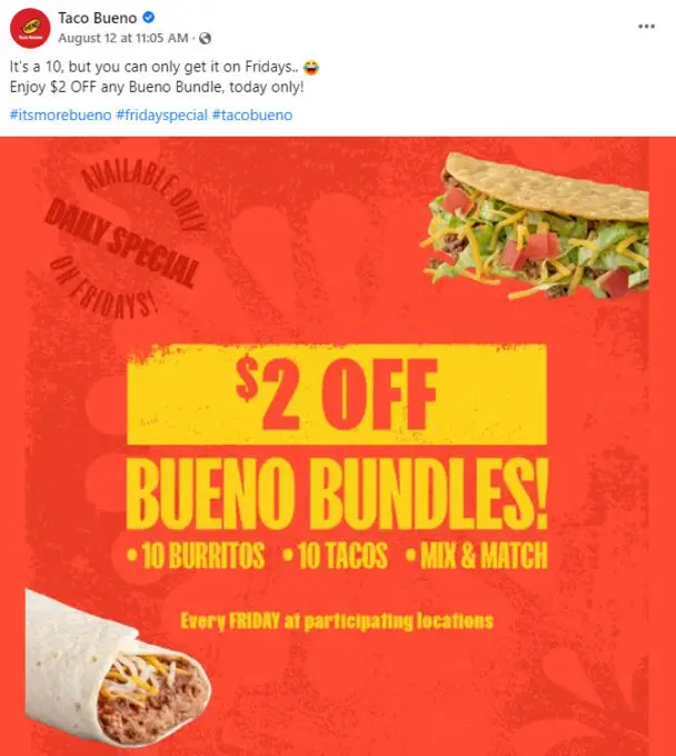 Taco Bueno Daily Deals and Specials EatDrinkDeals