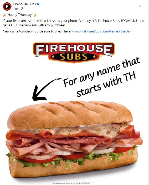 Firehouse Subs Daily Specials & Promo Codes