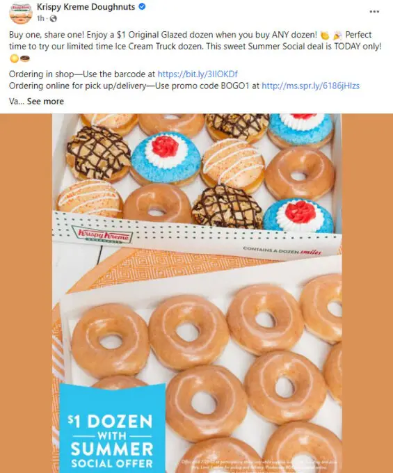 Krispy Kreme Promo Codes & Coupons BOGO 1 Dozens