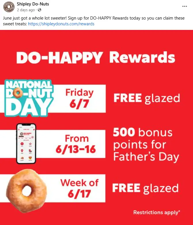 Shipley Do-Nuts Free Donut Day offer