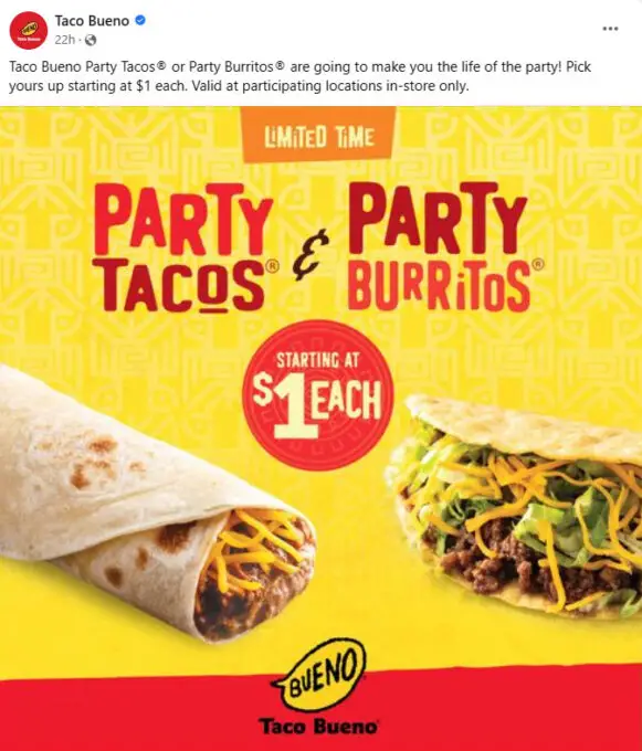 Taco Bueno Specials And Coupons 3 for 6 Deal, Free Tacos