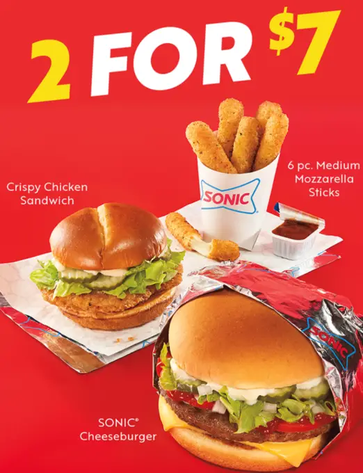 Sonic Coupons And Specials: $1.99 Shakes, 2 For $7 Menu