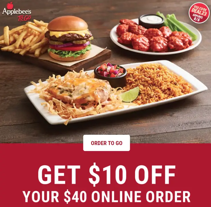 Applebee's $10 Off Promo Code