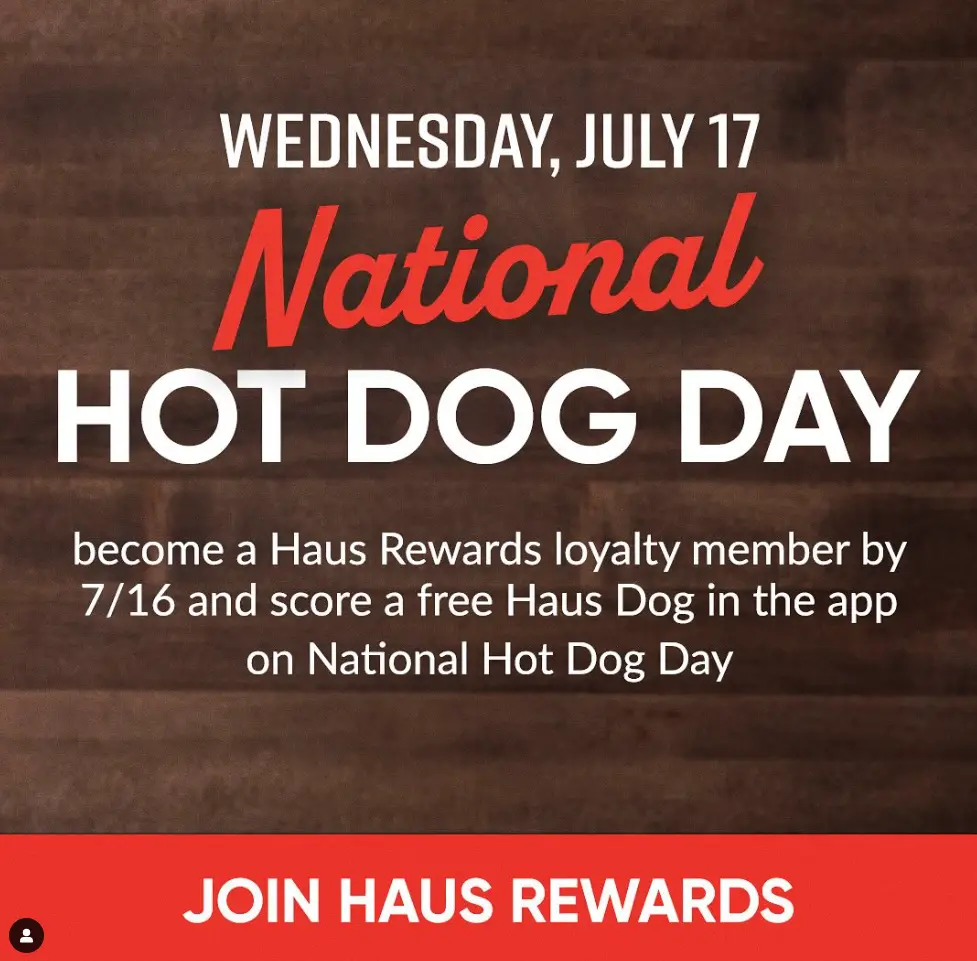 Dog Haus Free Hot Dog