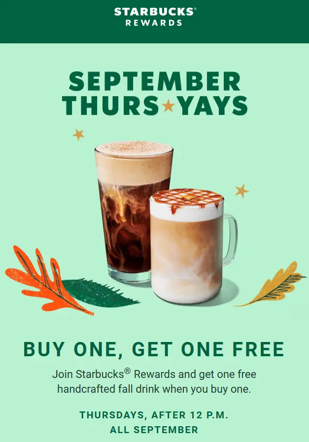 Starbucks Specials: Free Drinks On Thurs-Yays!