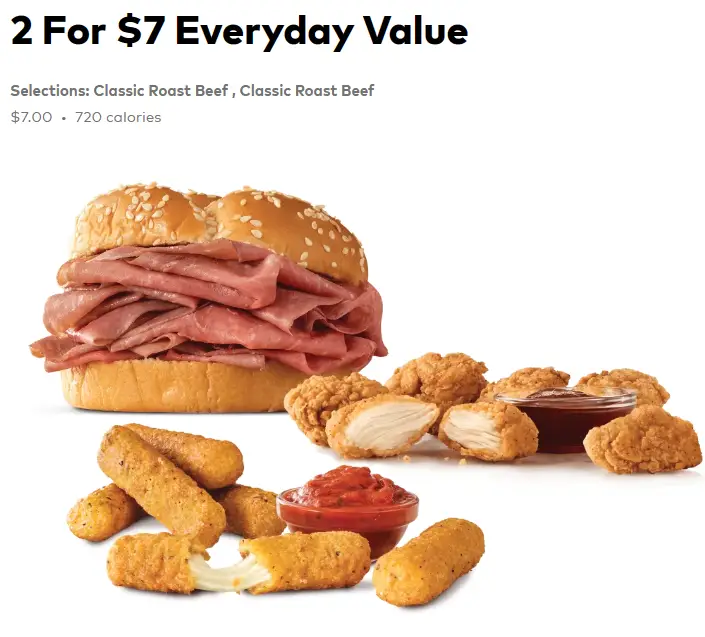 Arby's Specials And Coupons 2 Can Dine For 9.99, 2 For 7 Value Menu