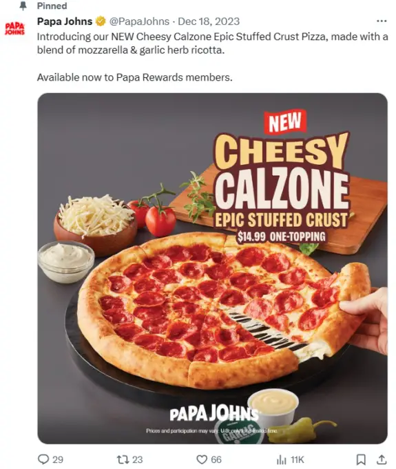 Papa Johns Deals 8.99 Large Pizzas, 6.99 Pairings