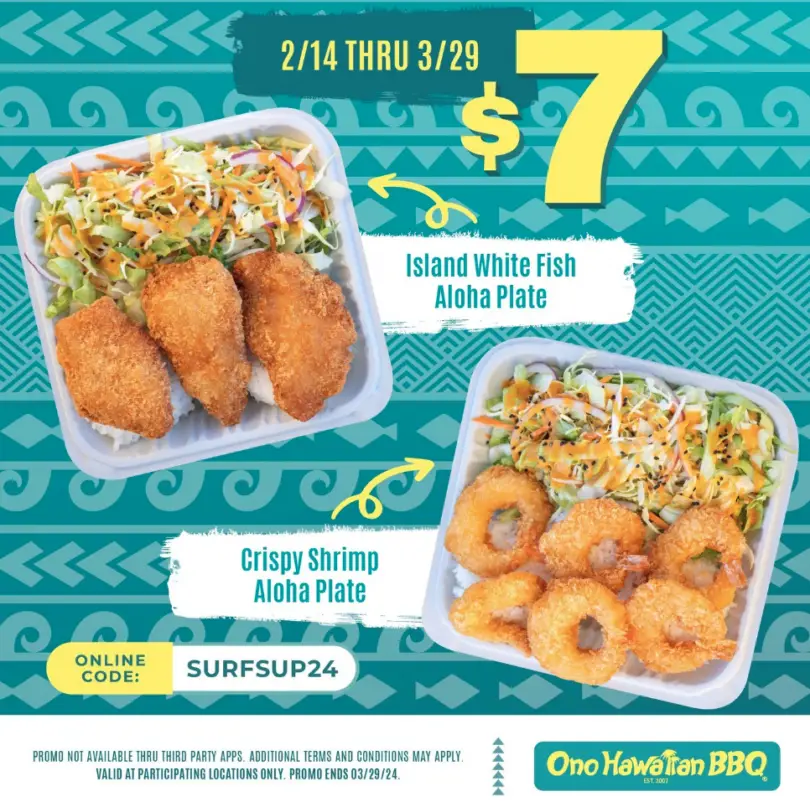 Ono Hawaiian Coupons And Promo Codes 7 Plates