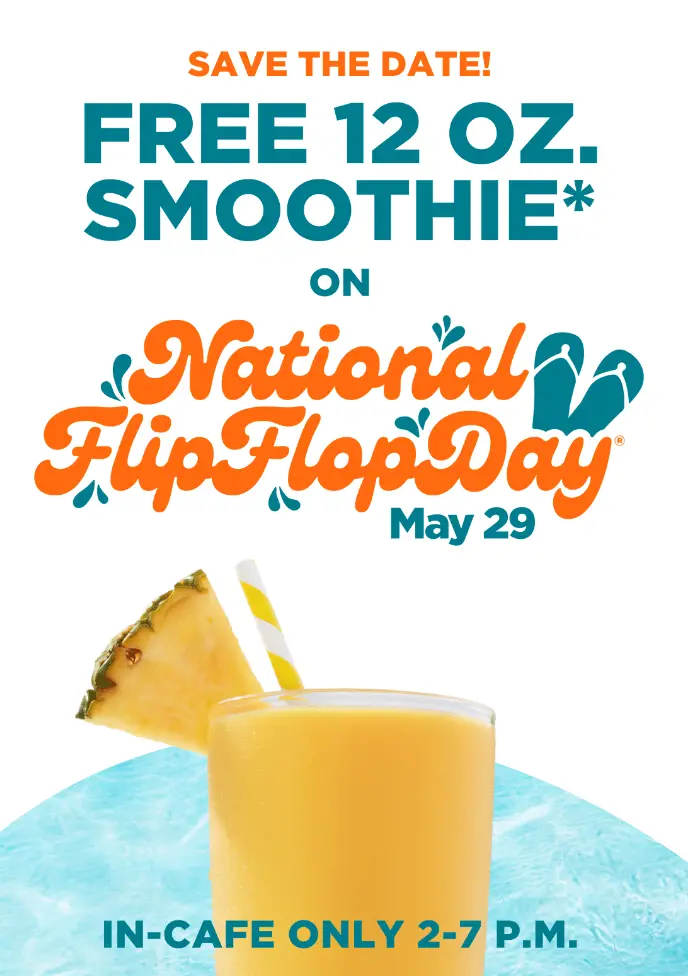 Tropical Smoothie Cafe Free Smoothie Flip Flop Day