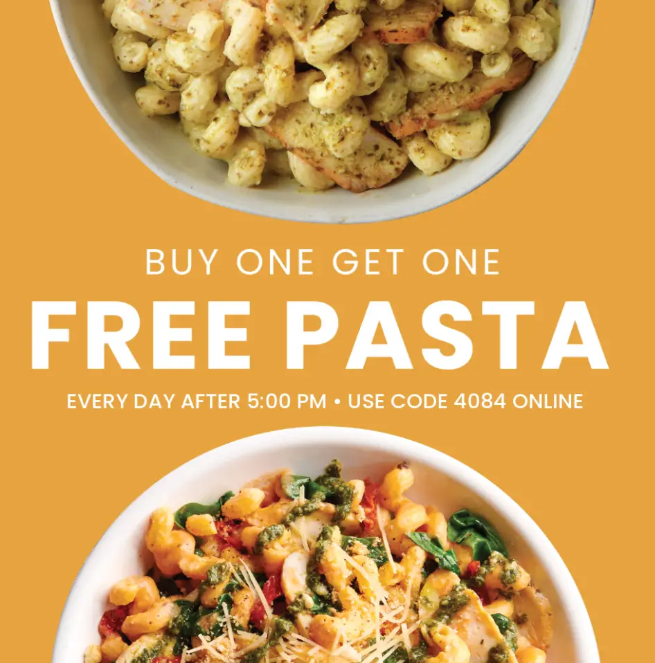 Corner Bakery Cafe free pasta promo code