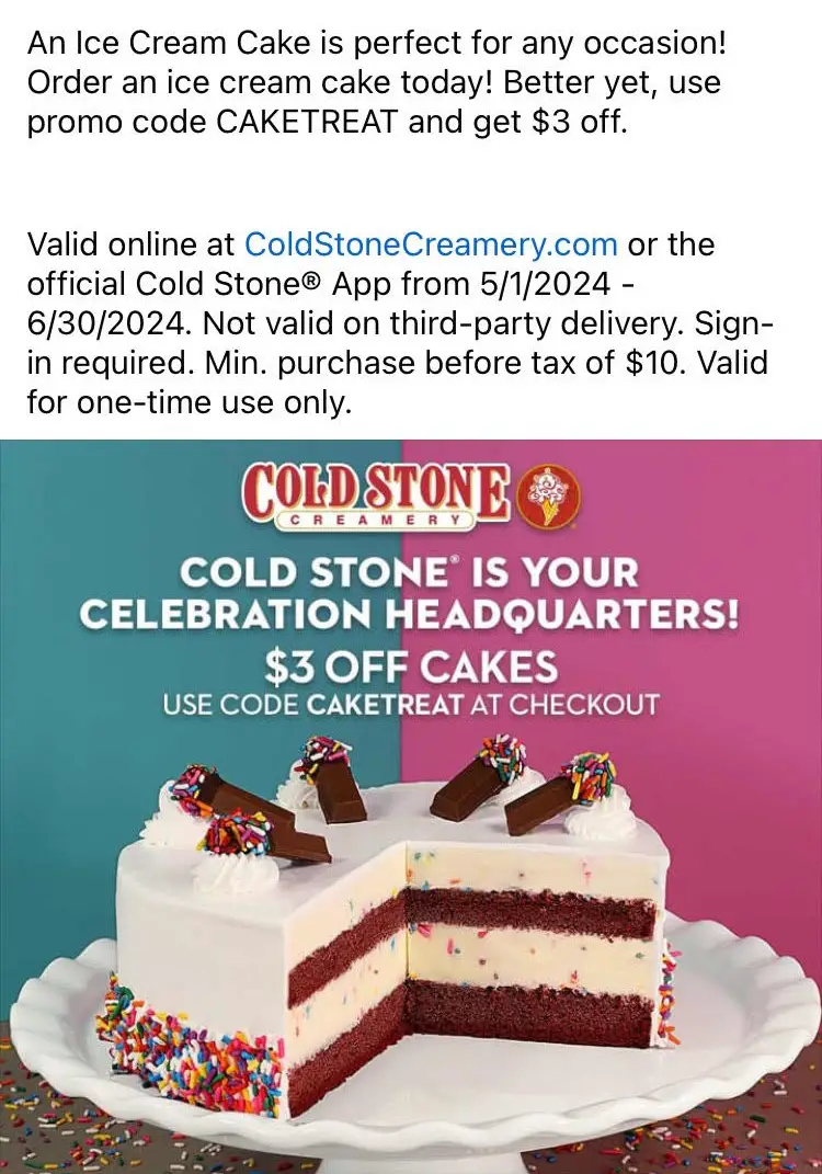 Cold Stone Coupons & Promo Codes 3 Off