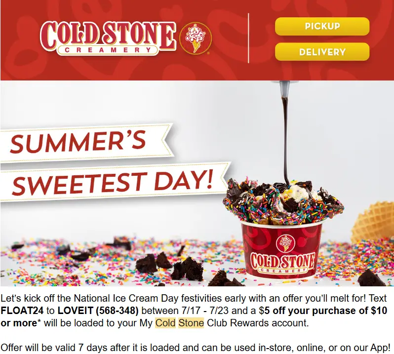 Cold Stone $5 off coupon
