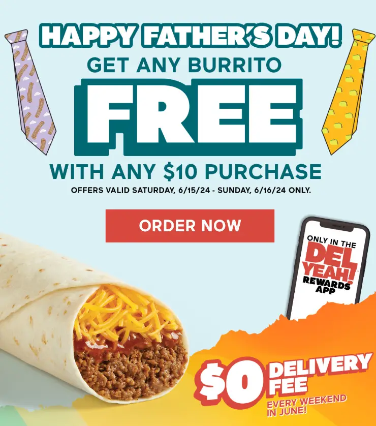 Del Taco Free Burrito offer