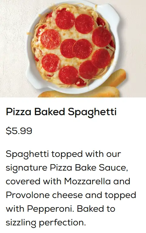 Fazoli's $5.99 Pizza Baked Spaghetti deal