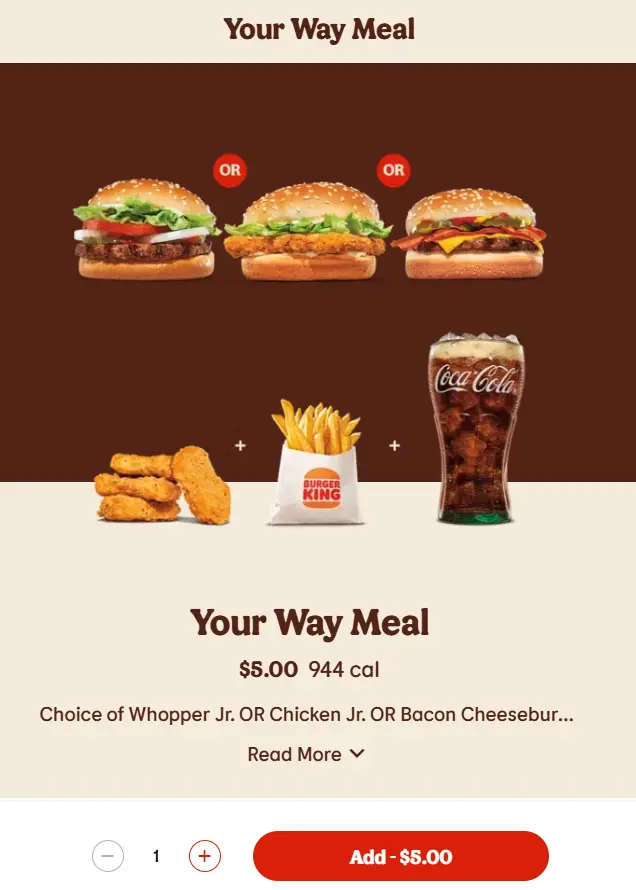 Burger King 2 for $5 Meal Deal