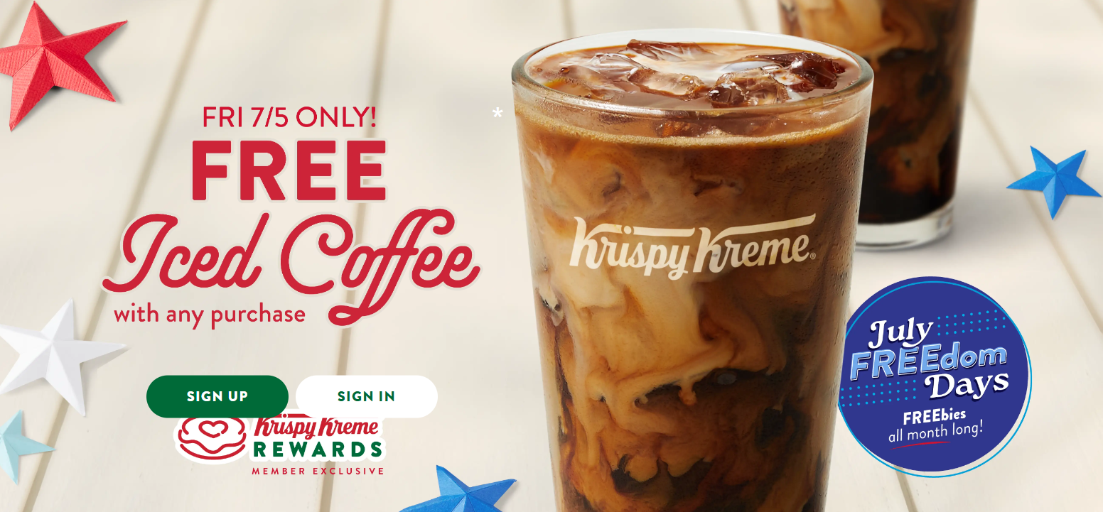 Krispy Kreme Free Coffee and Doughnut offer