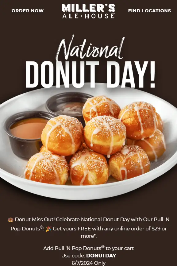 Miller's Ale House Free Donuts