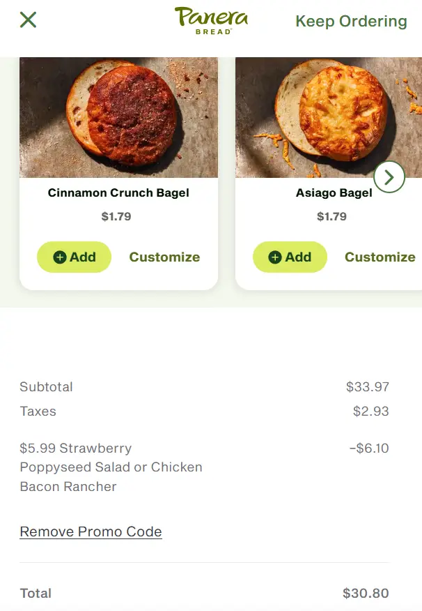 Panera $5.99 Sandwich promo code