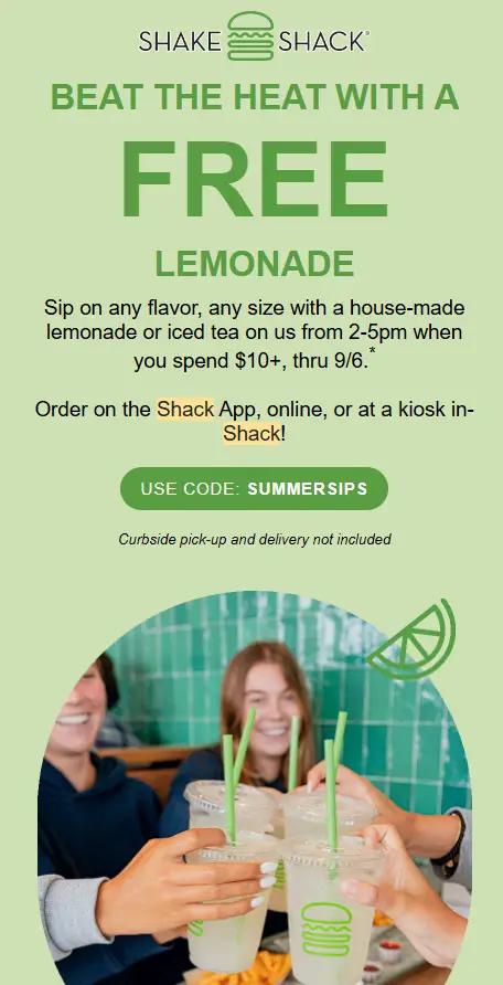 Shake Shack BOGO Lemonades promo code