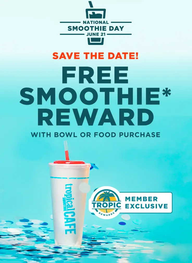 Tropical Smoothie Cafe Free Smoothie June 21