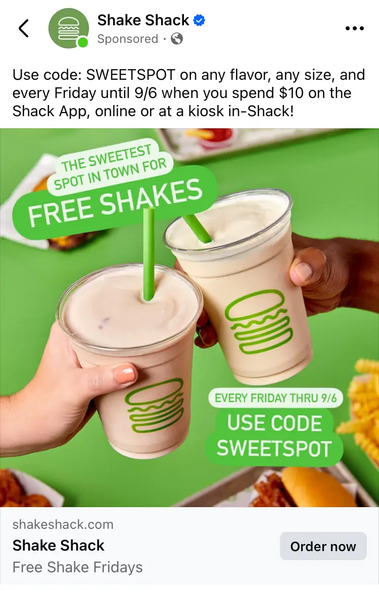 Shake Shack free shakes promo code