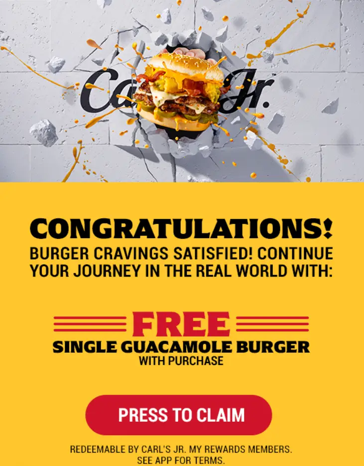 Carl's Jr. Free Burger coupon