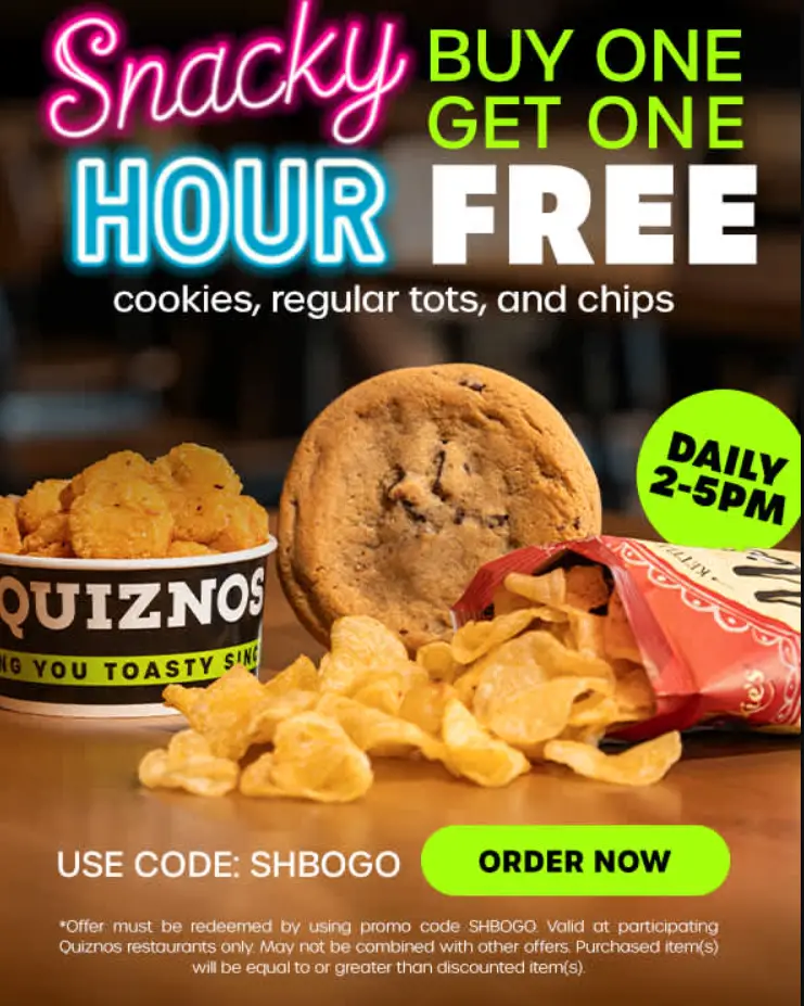 Quiznos Snacky Hour promo code