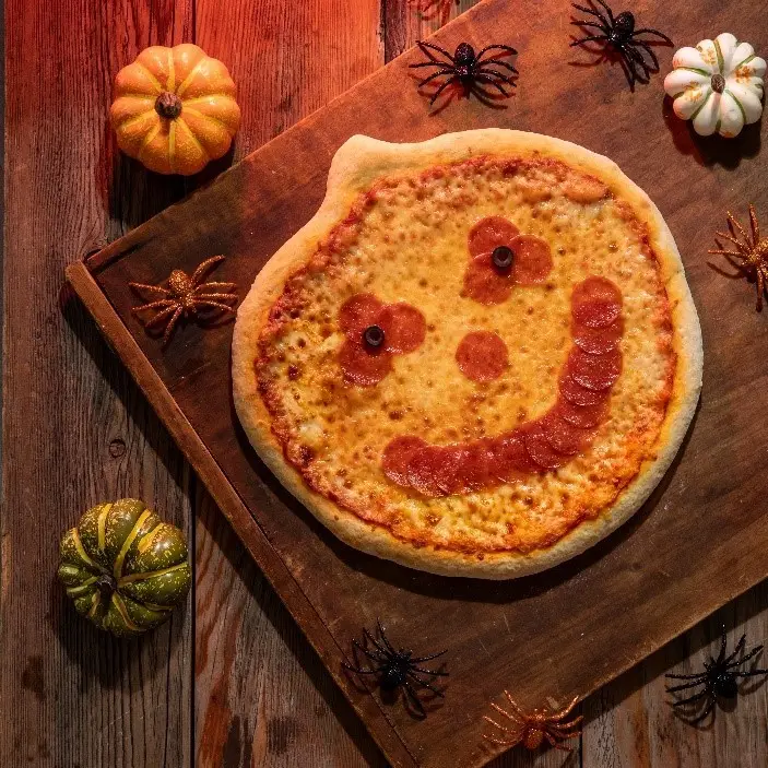 Casey's Pizza Jack O Lantern pizza