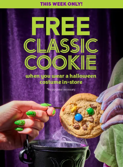 Insomnia Cookies Free Cookie with Costume deal