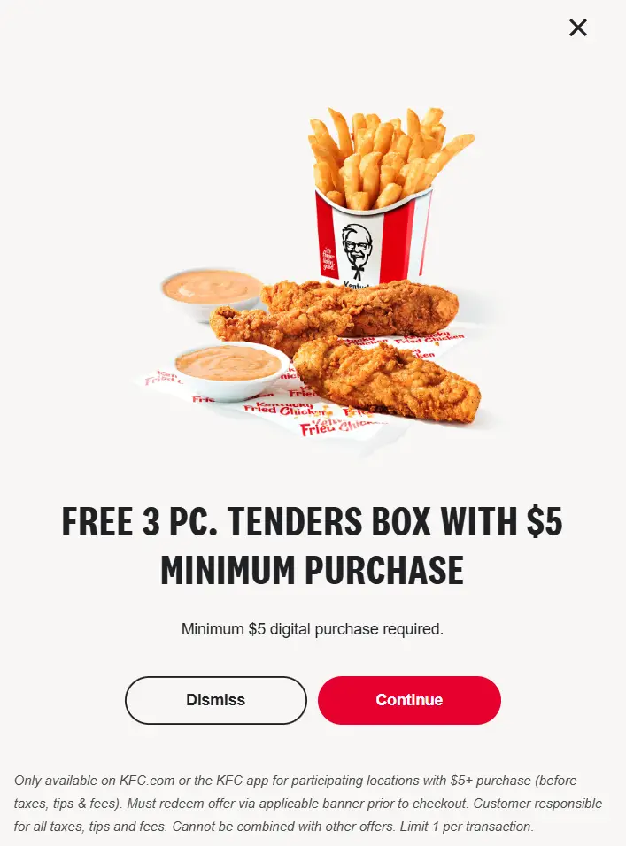 KFC Tenders Box promo code