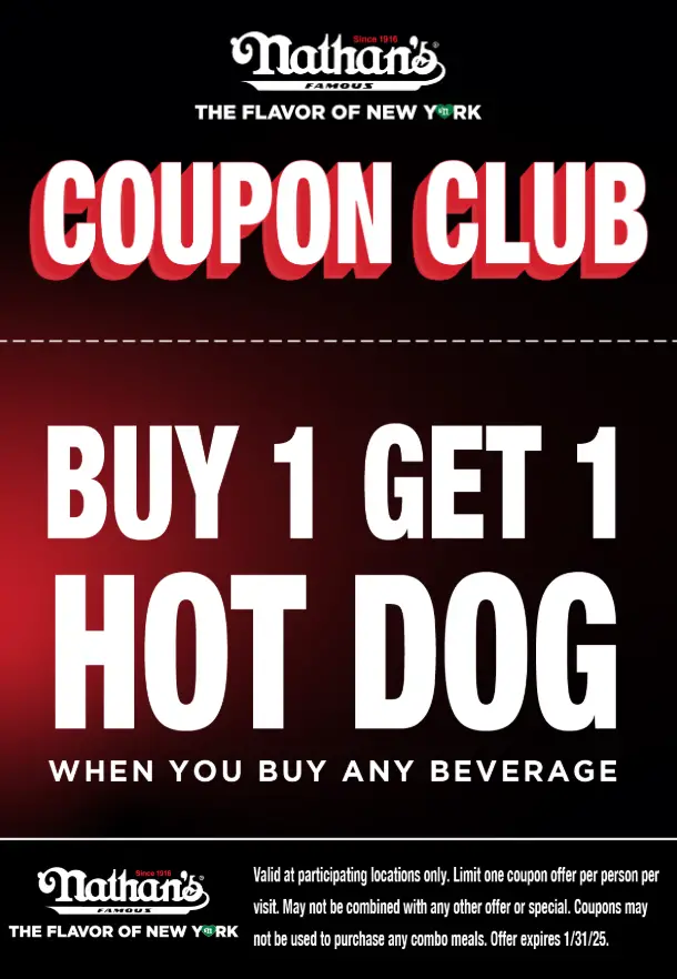 Nathan's Famous BOGO Hot Dogs coupon