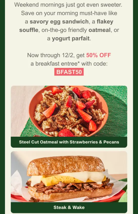 Panera 50% off promo code