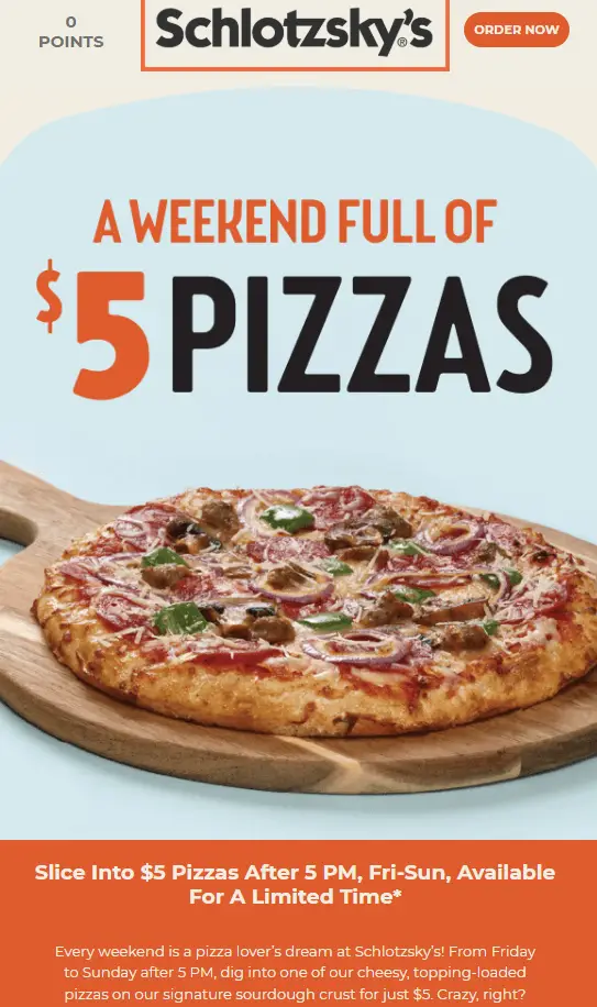 Schlotzsky's $5 pizzas deal