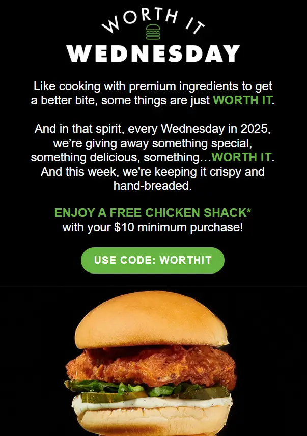 Shake Shack Free Chicken Shack promo code