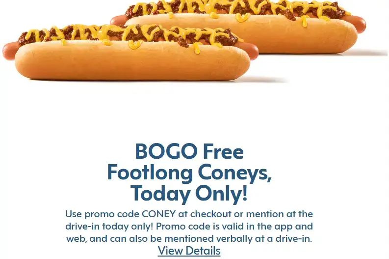 Sonic BOGO Footlong Coneys