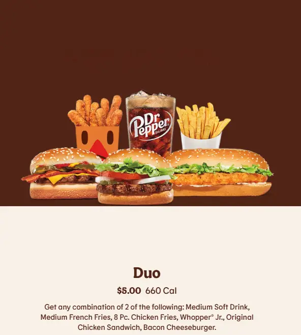 Burger King $5 Duo Deal