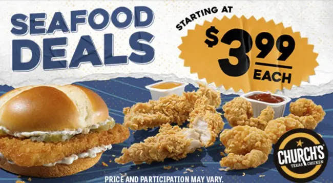 Church's Chicken seafood deals from Facebook