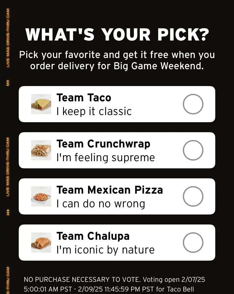 Taco Bell free food app deal