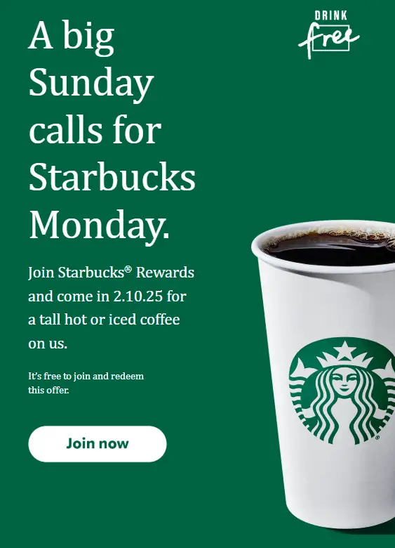 Starbucks free coffee offer