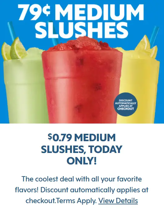 Sonic $0.79 Slushes deal